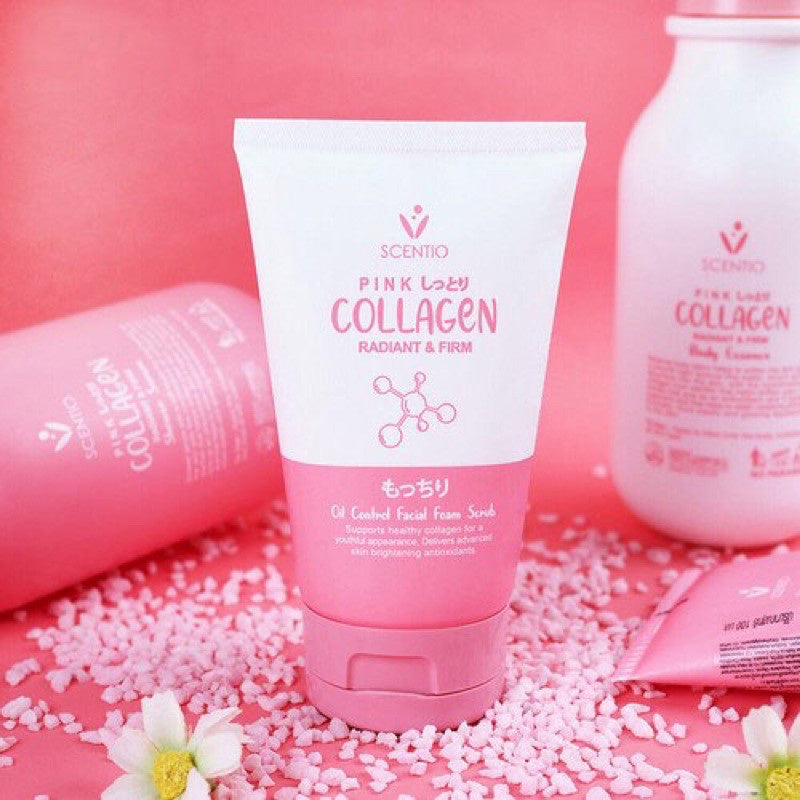 Scentio Pink Collagen Radiant & Firm Oil Control Facial Foam Scrub