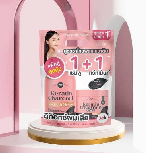 JOJI Secret Young Keratin Charcoal Detoxifying Shampoo+Keratin Treatment Mask