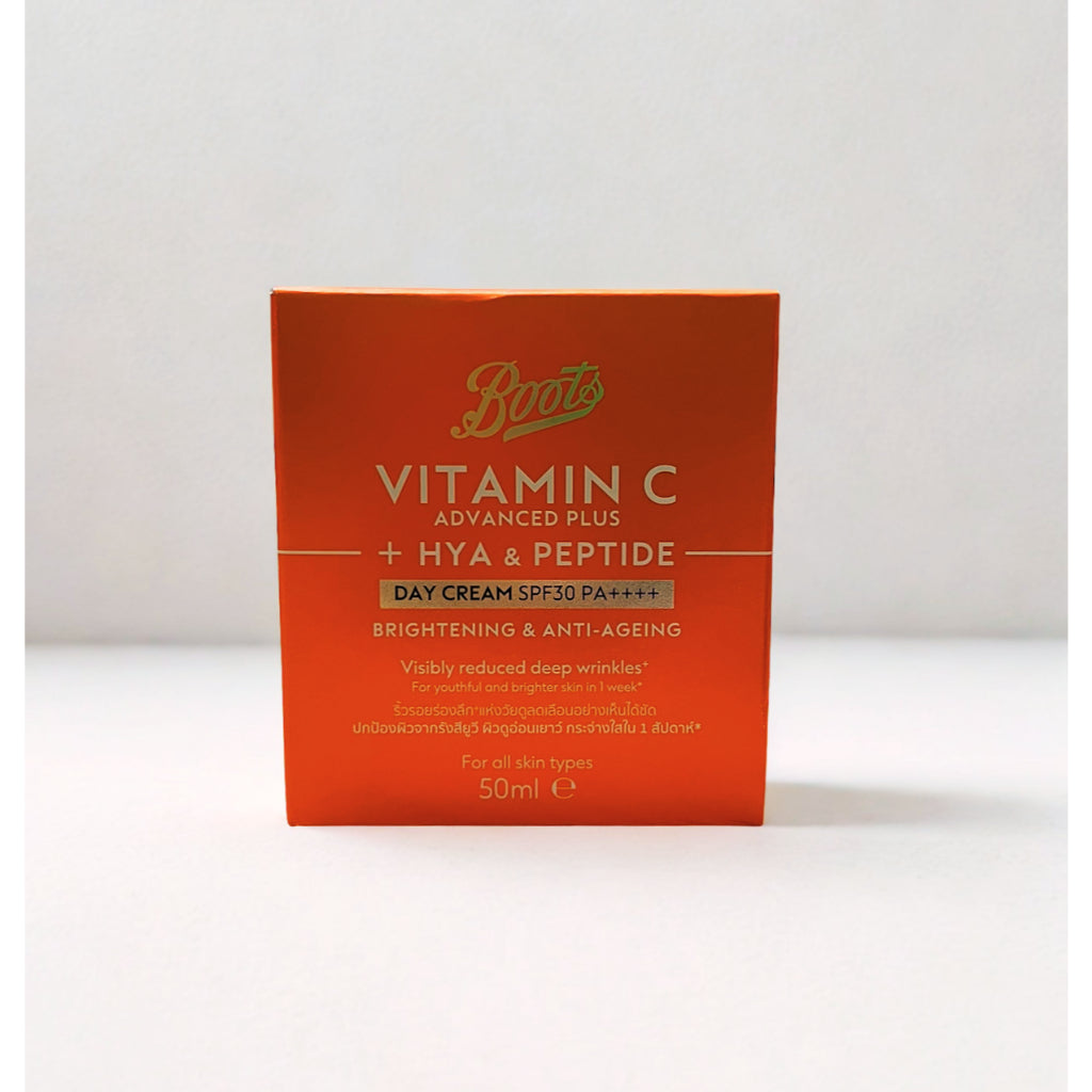 BOOTS Vitamin C Advanced+ HYA & Peptide Day Cream SPF30 PA++++(Brightening & Anti-Ageing)