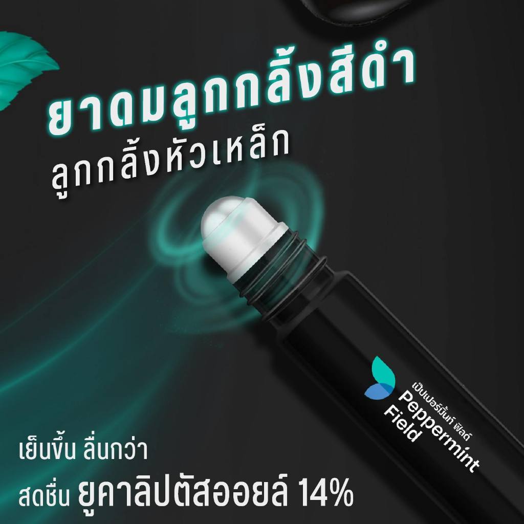 Peppermint Field Black Inhaler - Metal Roller